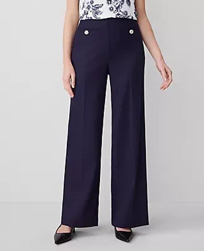 Ann Taylor The Button Trim Sailor Wide-leg Pant — Curvy Fit In Night Sky