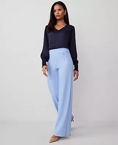 Ann Taylor The Button Trim Sailor Wide-leg Pant In Larimar Blue