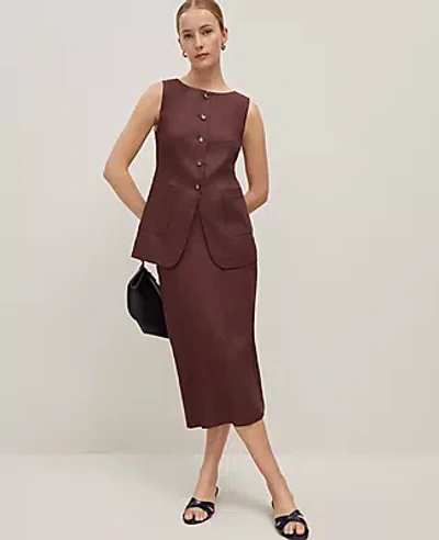 Ann Taylor The Clean Midi Skirt In Rich Walnut
