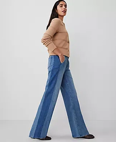 Ann Taylor The Colorblock Wide-leg Jean In Vintage Two Tone Wash