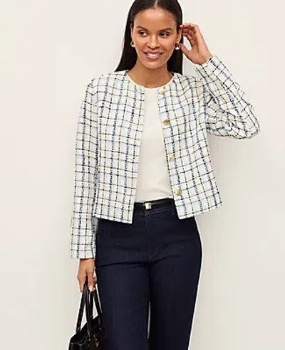 Ann Taylor The Crew Neck Jacket In Blue