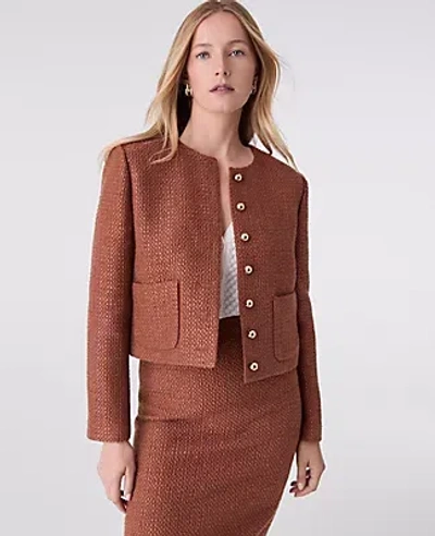 Ann Taylor The Crew Neck Jacket In Brown