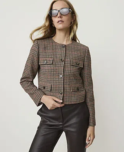 Ann Taylor The Crew Neck Jacket In Houndstooth Combo