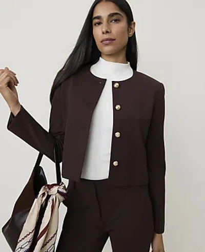 Ann Taylor The Crew Neck Jacket In Pure Chocolate