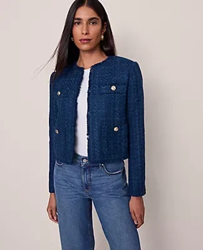Ann Taylor The Cropped Crew Neck Jacket In Gray