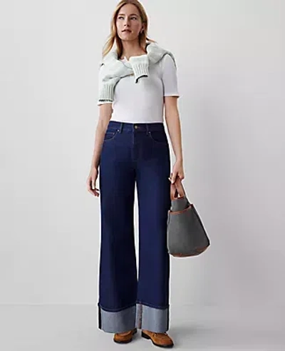 Ann Taylor The Cuffed Palazzo Jean In Classic Rinse Wash