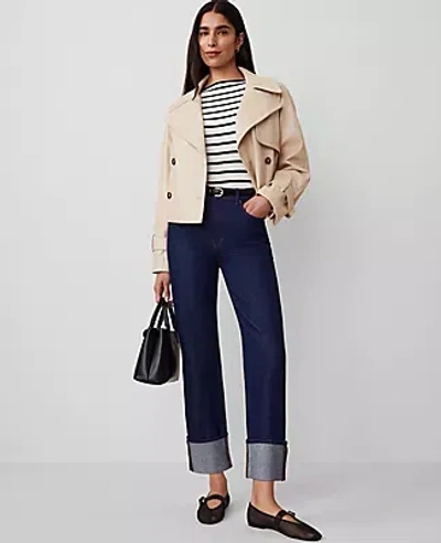 Ann Taylor The Cuffed Straight Jean In Classic Rinse Wash