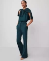 Ann Taylor The Cuffed Tab Waist Trouser In Deep Slate Green
