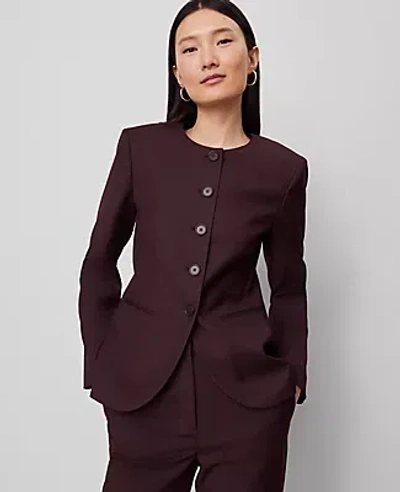 Ann Taylor The Curved Hem Jacket In Burgundy