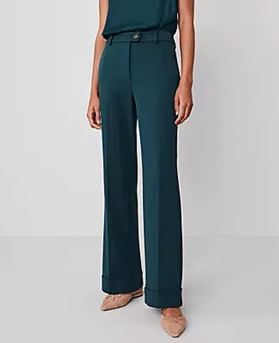 Ann Taylor The Curvy Cuffed Tab Waist Trouser In Deep Slate Green