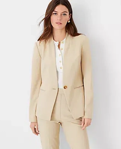 Ann Taylor The Cutaway Blazer In Bi-stretch In Toasted Oat
