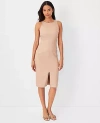 Ann Taylor The Cutaway Sheath Dress In Linen Twill In Camel Taupe