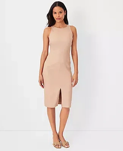 Ann Taylor The Cutaway Sheath Dress In Linen Twill In Camel Taupe