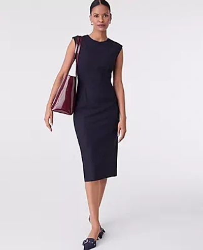 Ann Taylor The Dotted Crew Neck Sheath Dress In Blue