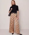 Ann Taylor The Dotted Dramatic Wide-leg Satin Pant In Brown