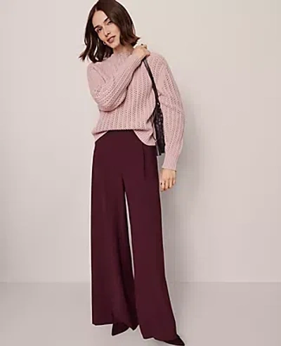Ann Taylor The Dramatic Wide-leg Crepe Pant In Purple
