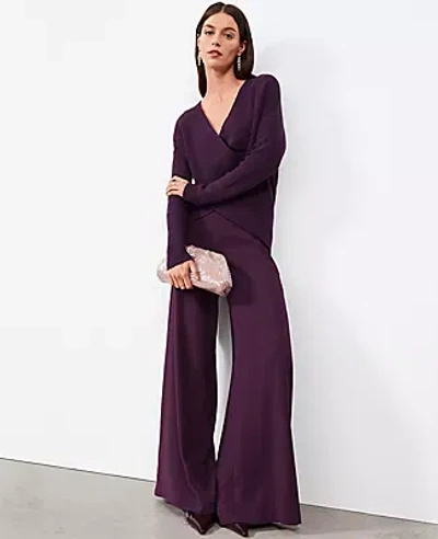 Ann Taylor The Dramatic Wide-leg Crepe Pant In Purple Moon
