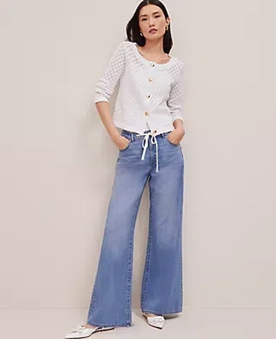 Ann Taylor The Drawstring Slouchy Palazzo Jean In Mid Vintage Wash