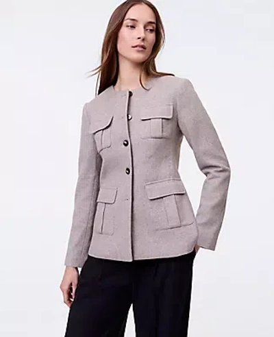 Ann Taylor The Fitted Crew Neck Jacket In Brown