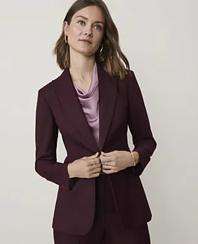 Ann Taylor The Fitted Long Blazer In Burgundy
