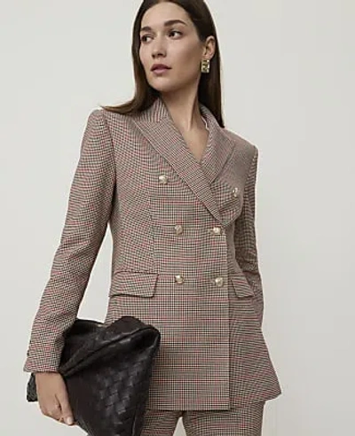 Ann Taylor The Fitted Long Blazer In Multi Houndstooth