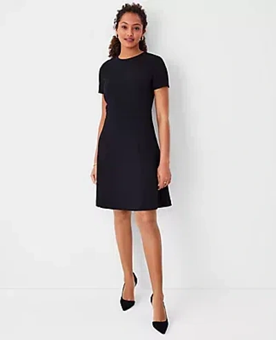 Ann Taylor The Flare Dress In Crepe In Black