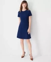 Ann Taylor The Flare Dress In Fluid Crepe In Pure Sapphire
