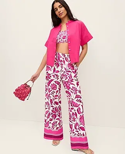 Ann Taylor The Floral Pull On Wide-leg Pant In Pink