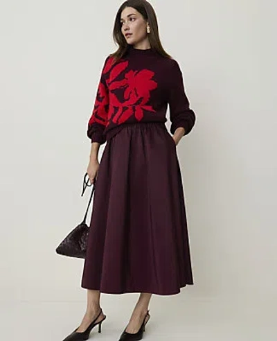 Ann Taylor The Full Midi Skirt In Purest Plum