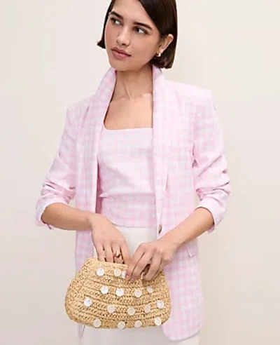 Ann Taylor The Gingham Longline Blazer In Pink