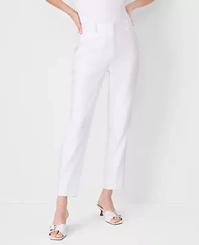 Ann Taylor The High Rise Ankle Pant In Herringbone Linen Blend In White