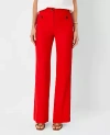 Ann Taylor The High Rise Patch Pocket Wide Leg Boot Pant In Dobby Linen Blend In Peppermint Stick