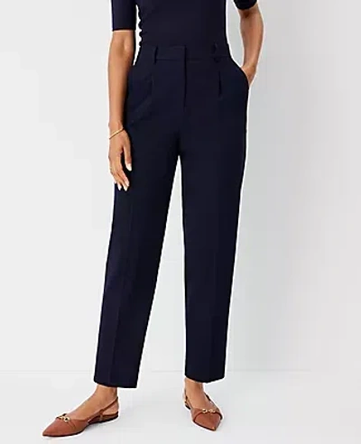Ann Taylor The High Rise Pleated Taper Pant In Deep Navy Sky