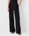 Ann Taylor The High Rise Pleated Wide Leg Pant In Linen Twill In Black