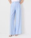 Ann Taylor The High Rise Pleated Wide Leg Pant In Linen Twill In Ojai Sky