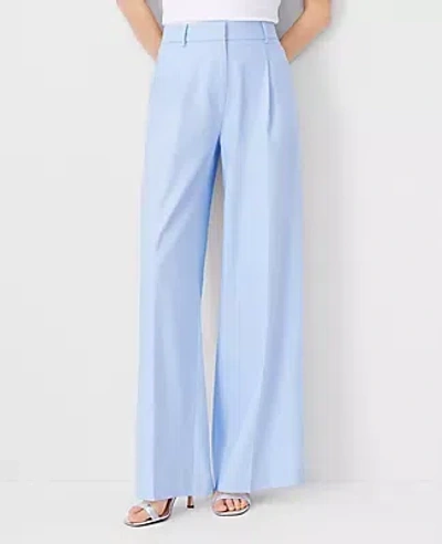 Ann Taylor The High Rise Pleated Wide Leg Pant In Linen Twill In Ojai Sky