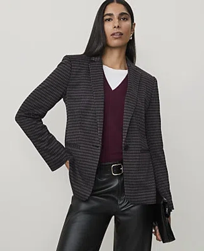Ann Taylor The Hutton Blazer In Black Grey Houndstooth