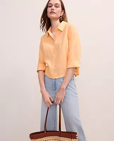 Ann Taylor The Linen Button Down Shirt In Brown