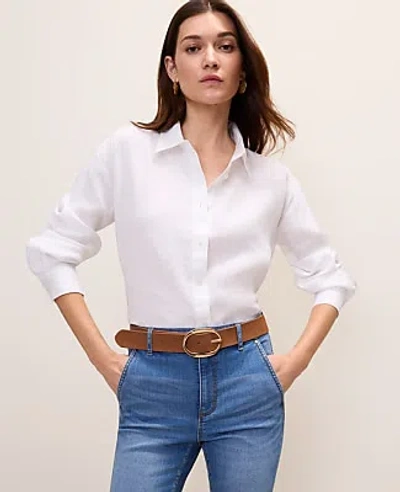 Ann Taylor The Linen Button Down Shirt In White