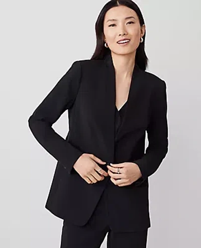 Ann Taylor The Long Collarless Blazer In Crepe In Black