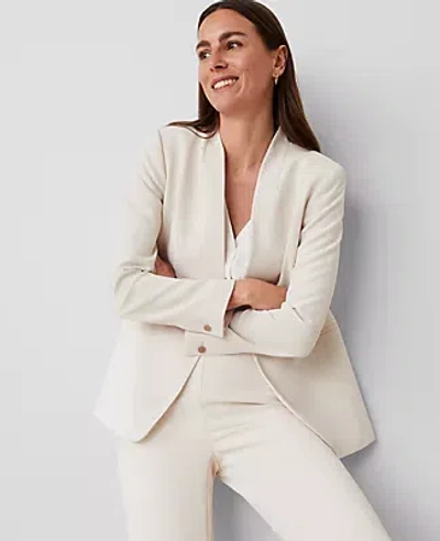 Ann Taylor The Long Collarless Blazer In Crepe In Ivory Whisper
