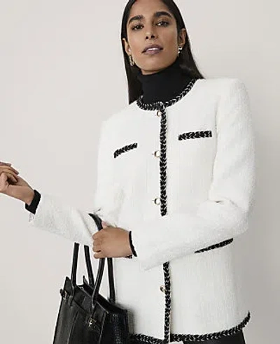 Ann Taylor The Long Crew Neck Jacket In Winter White