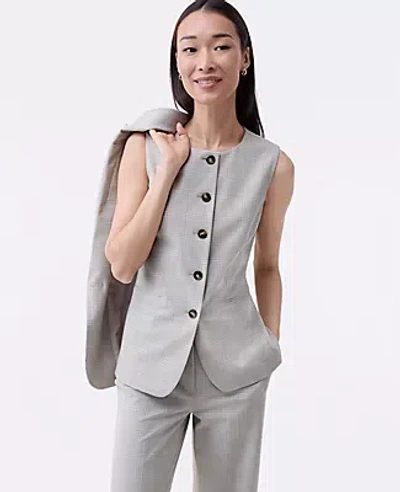 Ann Taylor The Long Crew Neck Vest In Gray
