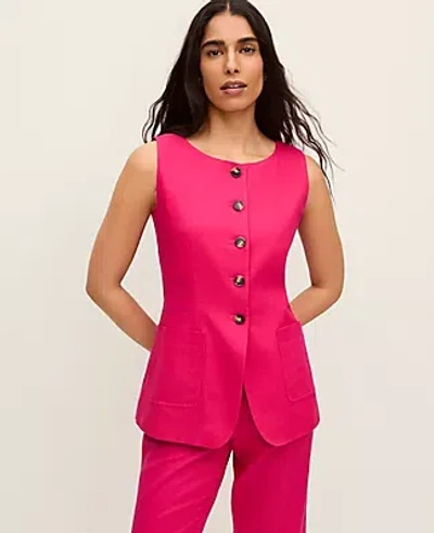Ann Taylor The Long Crew Neck Vest In Pink
