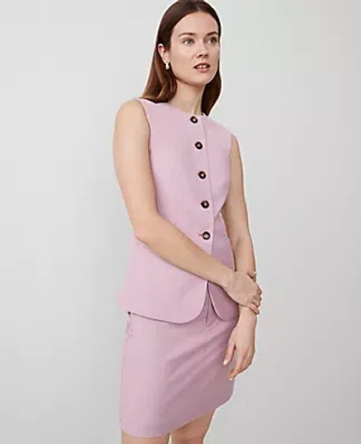 Ann Taylor The Long Crew Neck Vest In Rosy Mauve