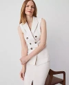 Ann Taylor The Petite Long Double-breasted Vest In Tan Texture