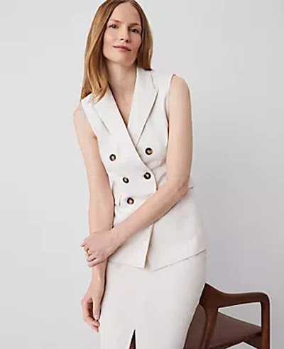 Ann Taylor The Long Double-breasted Vest In Tan Texture