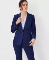 Ann Taylor The Long One Button Blazer In Bi-stretch In Pure Sapphire