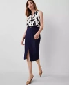 Ann Taylor The Petite Long Pencil Skirt In Navy