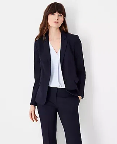 Ann Taylor The Notched Two Button Blazer In Seasonless Stretch In Deep Navy Sky